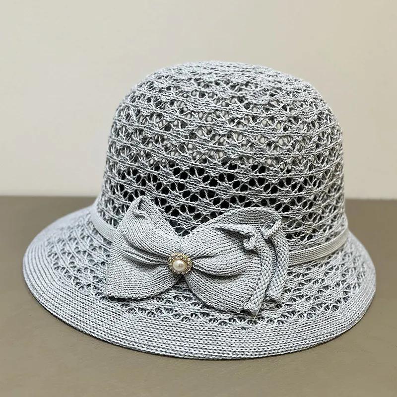 WTEMPO Summer Breathable Woven Bow Large Brim Sun Hats New Stylish Mom Hats Casual Versatile Summer Sun Protection Hats