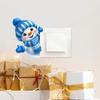 Easy Apply Socket Cover Cute Snowman Switch Sticker, Self-Adhesive PVC Decorative Decal, Blue And Christmas Wall Decal White Winter Theme Art