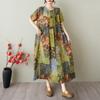 DIMANAF 2025 Summer Women Vintage Plus Size Long Printing Dress Short Sleeve Casual O-Neck Basic Fashion Loose Dress