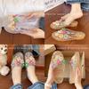 Scarpe Casual da Donna di Tendenza Scarpe Traforate Pantofole Sandali a Punta Quadrata Infradito Piatte Trasparenti