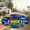 Geometry Dash Printed Round Crystal Velvet Rug Soft Non Slip Floor Carpet For Bedroom Holiday Gift