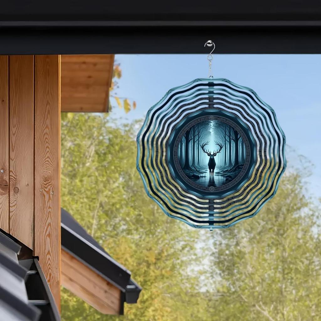10-Inch Shadow of The Forest Wind Spinner – 360° Rotating 3D Hanging Kinetic Decor for Garden, Yard, or Indoor