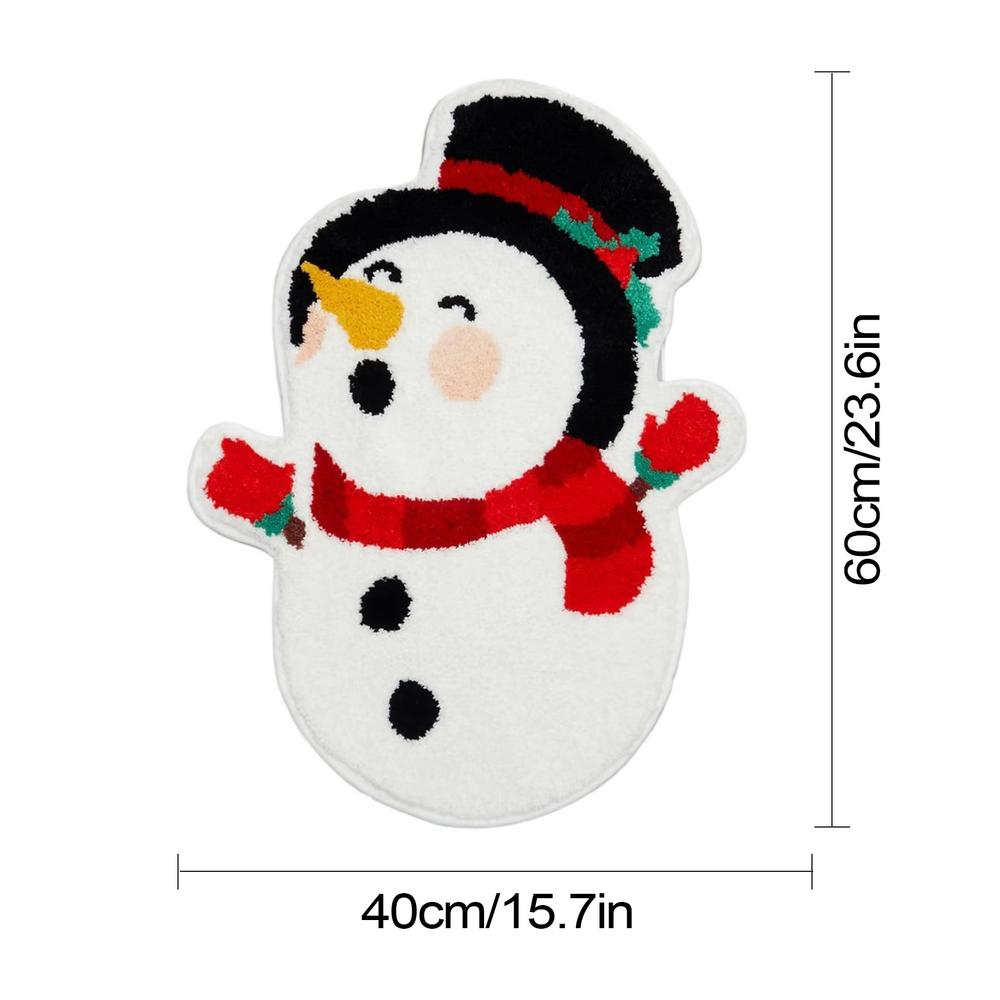 Christmas Bath Mat Snowman Rug Non-slip Cute Cartoon Tree Snowman Design Soft Floor Pad For Toilet Area Shower Bathtub House