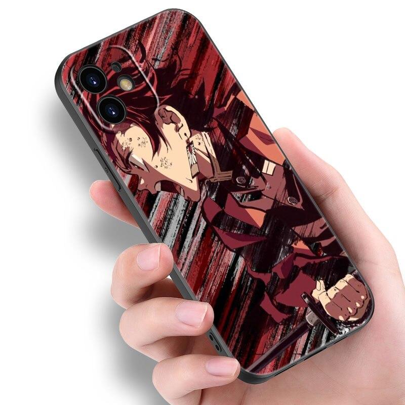Anime Demon Slayer Tanjiro Case For Apple iPhone 14 13 12 Mini 11 Pro Max 7 8 XR X XS 7 8 Plus SE 2020 2022 Black Cover