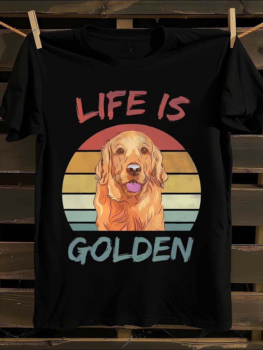 Retro  Life Is Golden  Vintage Dog Graphic T-Shirt S