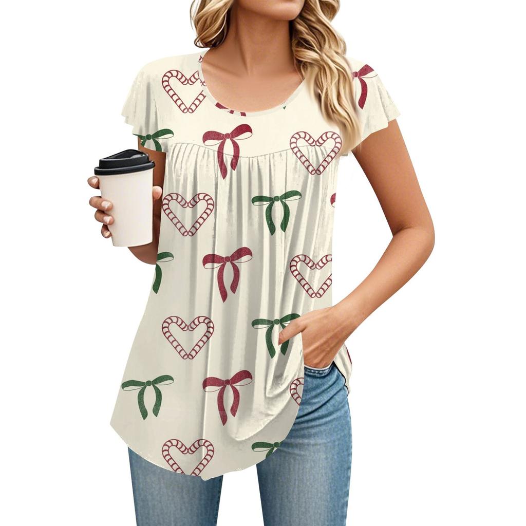 Women's Round Neck Short Sleeve Mid Length T-Shirt Loose Casual Short Sleeve T-Shirt Top