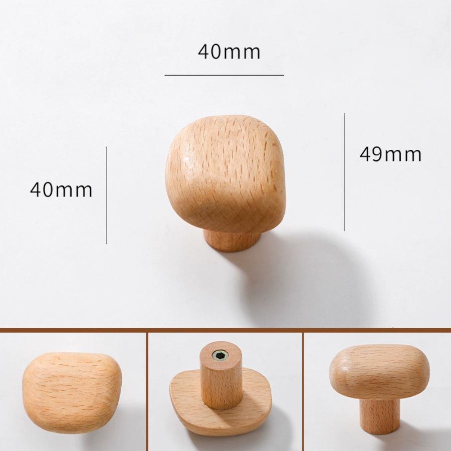 Nordic Solid Wood Bedroom Cabinet with Pebble-Shaped Handles