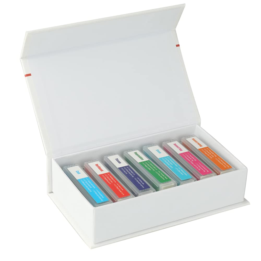 WOYUE Microscope Slides, 35 Colorful Biological Microscope Specimen Slides for Primary and Secondary Use, Gift