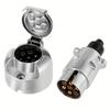 7 Pin Towbar Trailer Socket Metal Aluminium Alloy Towing 12V Round Adapter Car Lights Connectors for Boats Truck Caravan