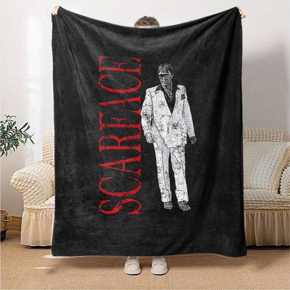 1pc Scarface Soft Flannel All Season Throw for Home, Office, Outdoor UseDurable Comfort Soft Warm Throw for Home