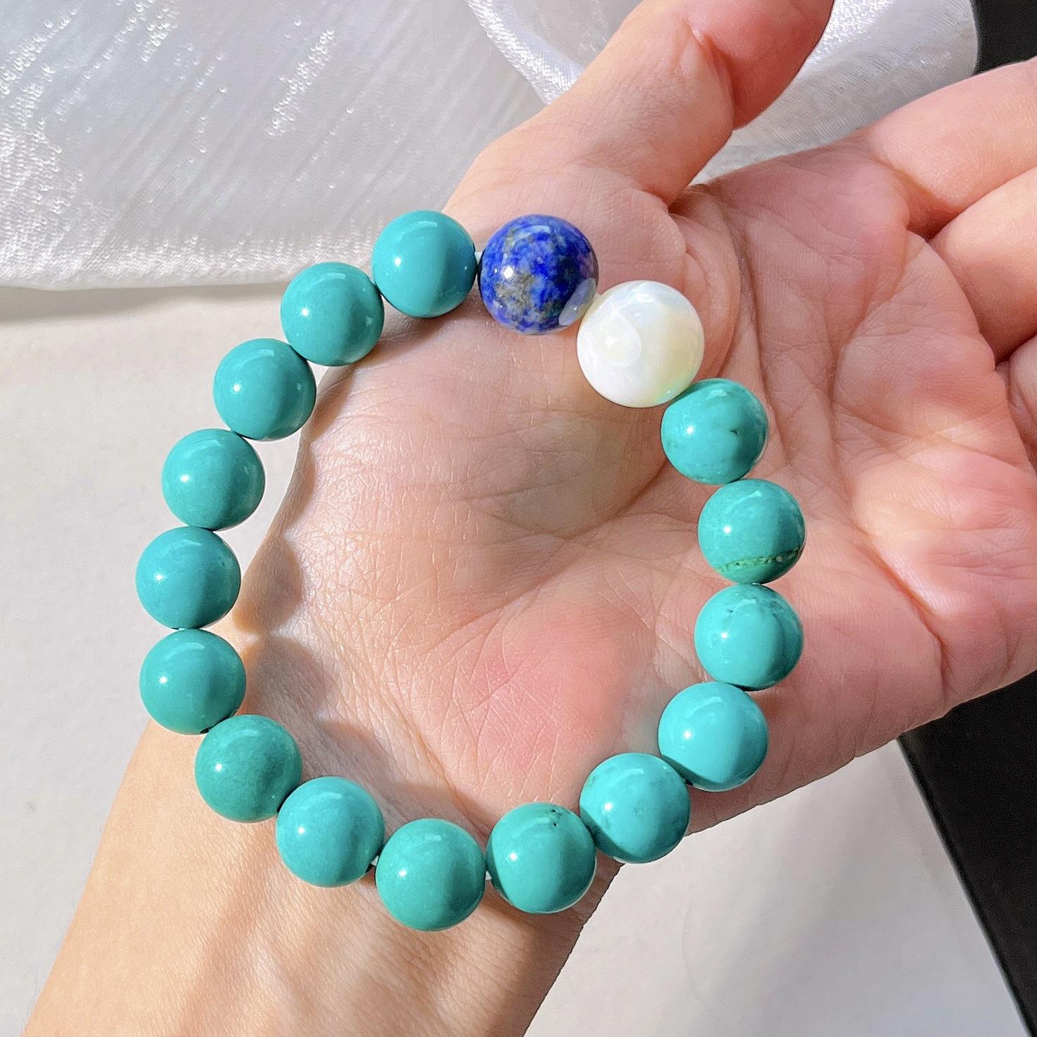 10Mm Large Particle Turquoise Quartzite Stone Bracelet Bracelet.