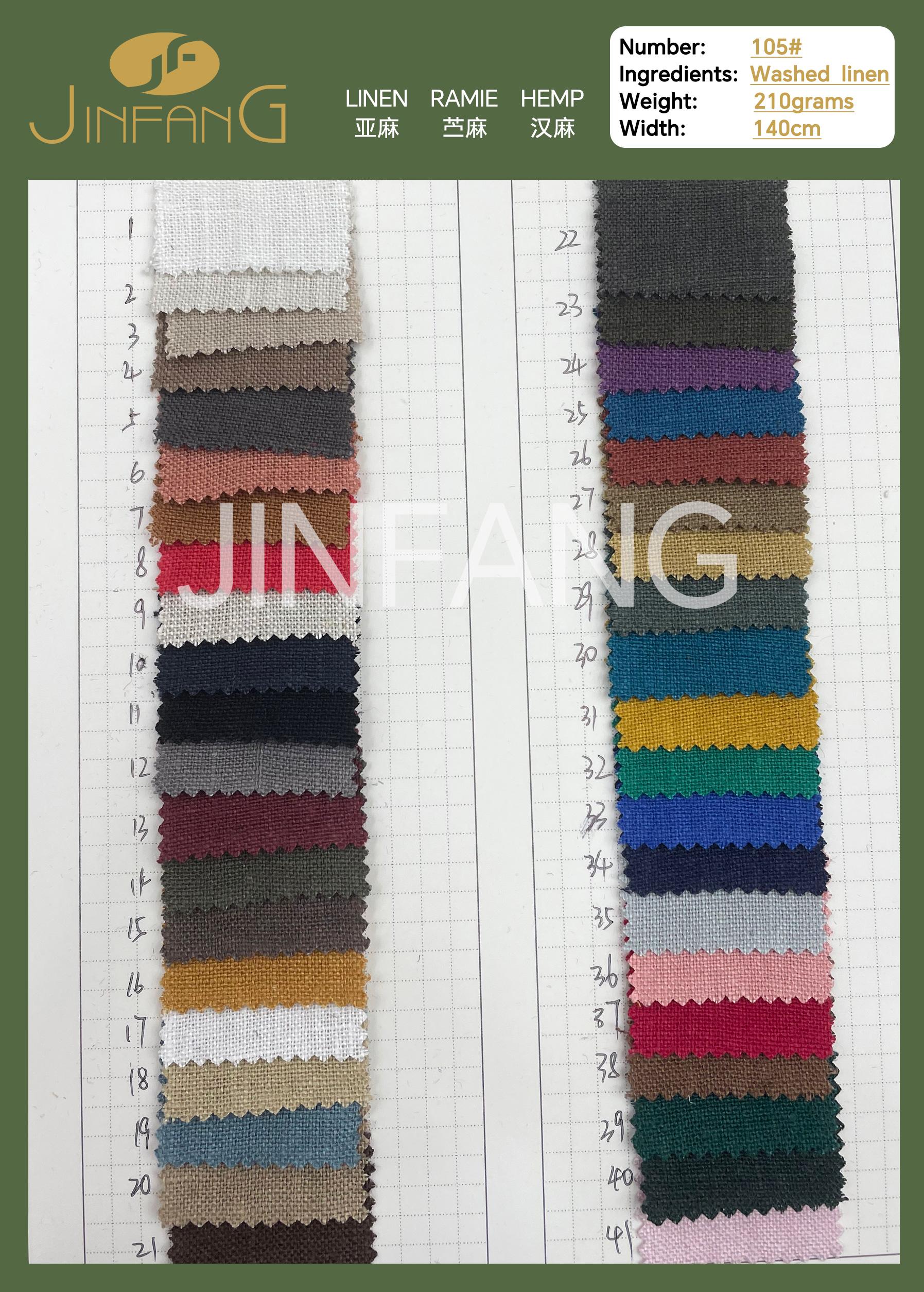 Solid Color Sand Washed 100% Pure Linen Fabric 210GSM Ready Stock Plain Woven Linen Flax Fabric for Clothing Garment