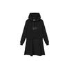 Solid Color Swan Decoration Drawstring Long Sleeve Two Piece Dress Women Dresses Black F51W138359F-BK