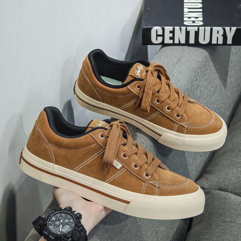 Men's Shoes Spring New Trend Low-top Velvet Canvas Shoes Men's Versatile Hong Kong Style Flat Bottom German Training Board Shoes Men