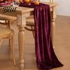 Burgundy Velvet Table Runner Christmas Runner Atrovirens 120 x 29 Wedding Reception Linens Inch Holiday for Weddings Parties Long Decoration