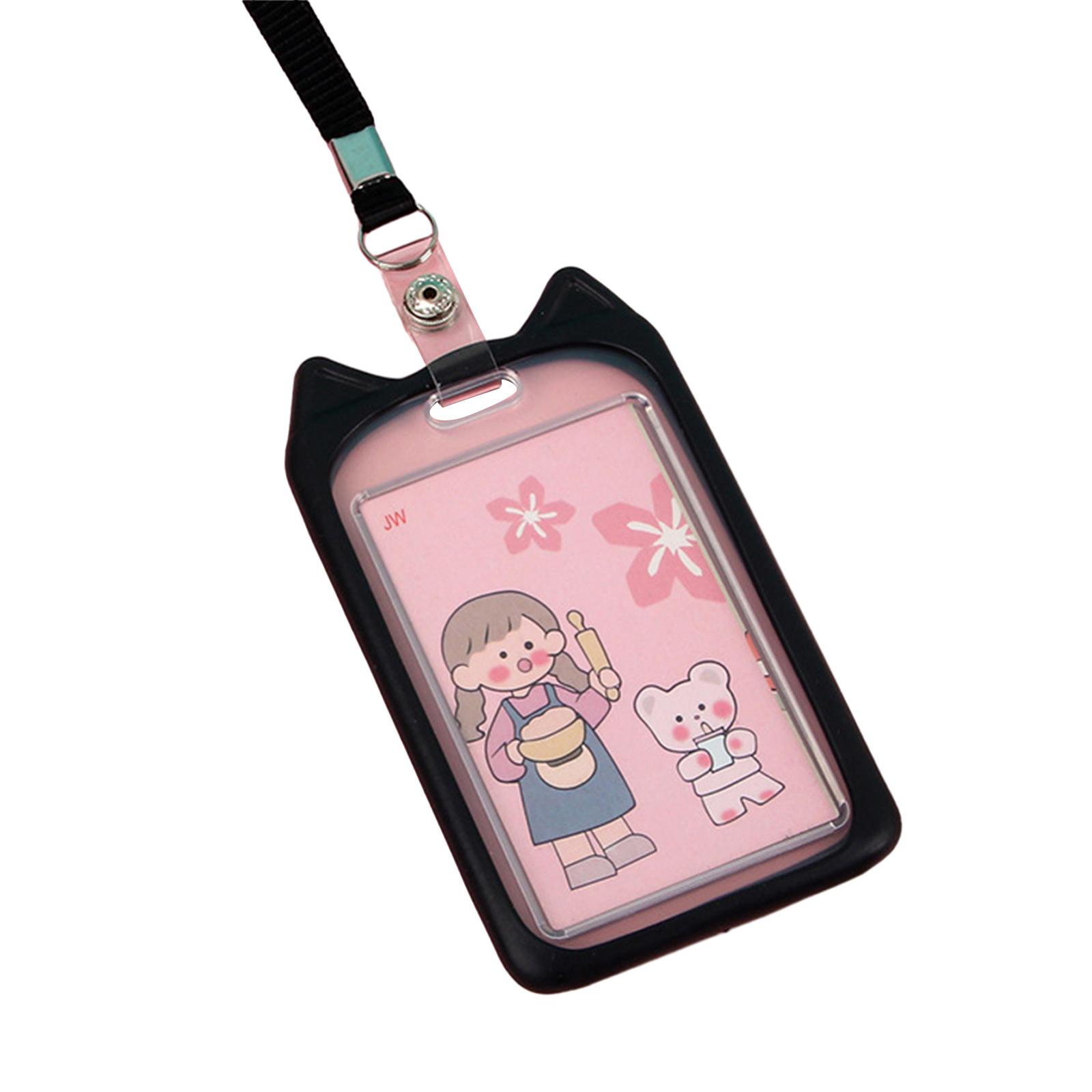 

Силиконовый держатель для значка в виде кошачьего ушка со шнурком для женщин, девушек, офисных медсестер, студентов, учителей чёрный