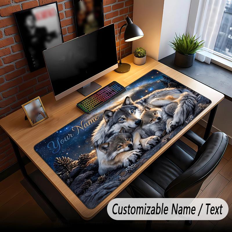 Vlčí téma Vlastní podložka pod myš Personalizovaná jménem Textem Přizpůsobená podložka na stůl Pro kancelář Domácí dekorace