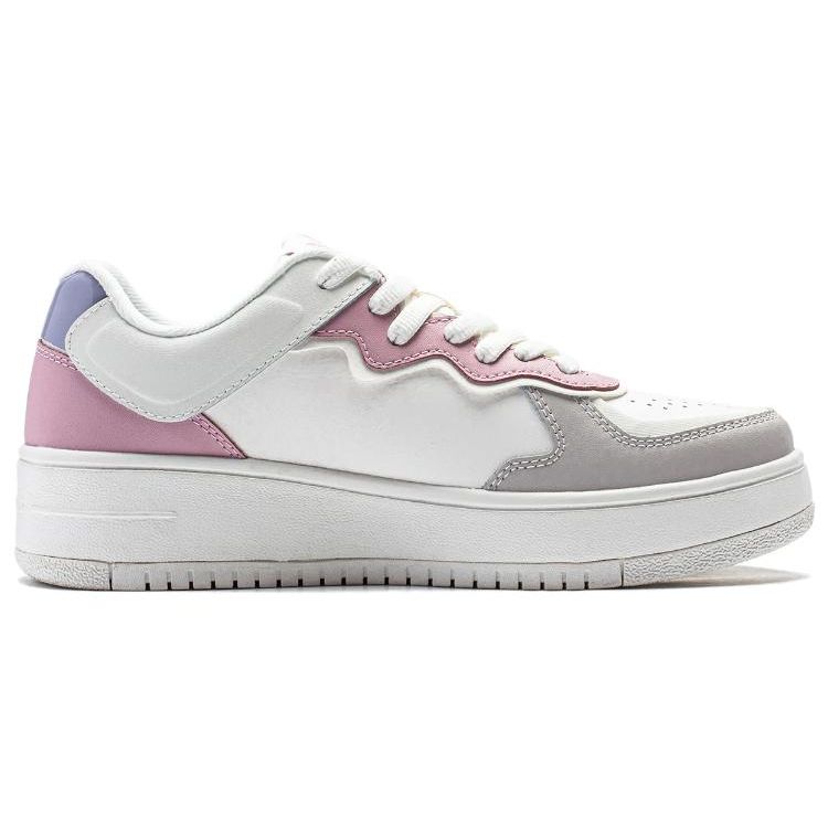 Li Ning Qi Feng Shock Absorption Comfortable Non-Slip Wear-Resistant Low-Top Casual Shoes Women Sneakers White Pink Gray AGCT380-4