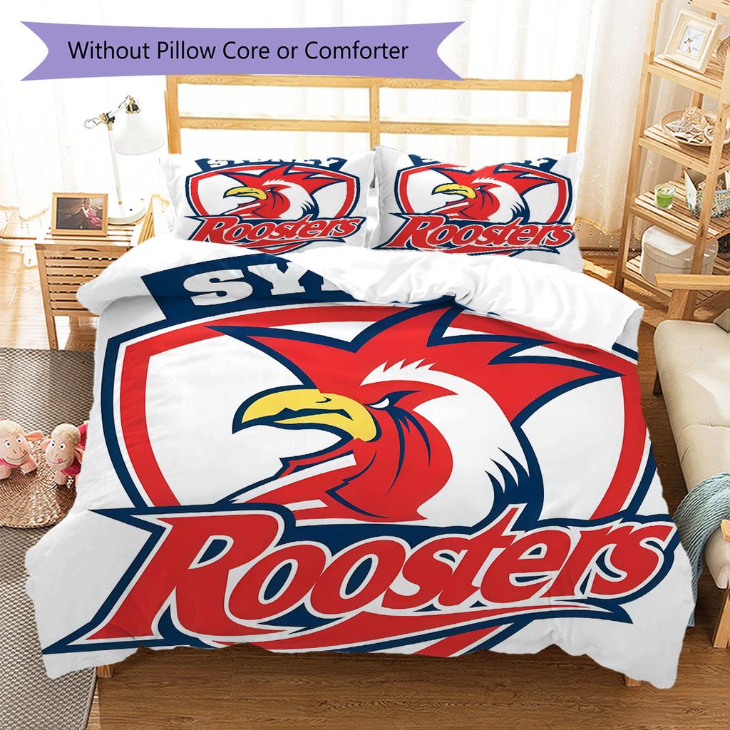 Sydney Roosters Power Bedding Quilt Set Quilt Cover Pillowcase Home Decoration Birthday Gift (1 * Duvet Cover + 2 * Pillowcase, Without Core)