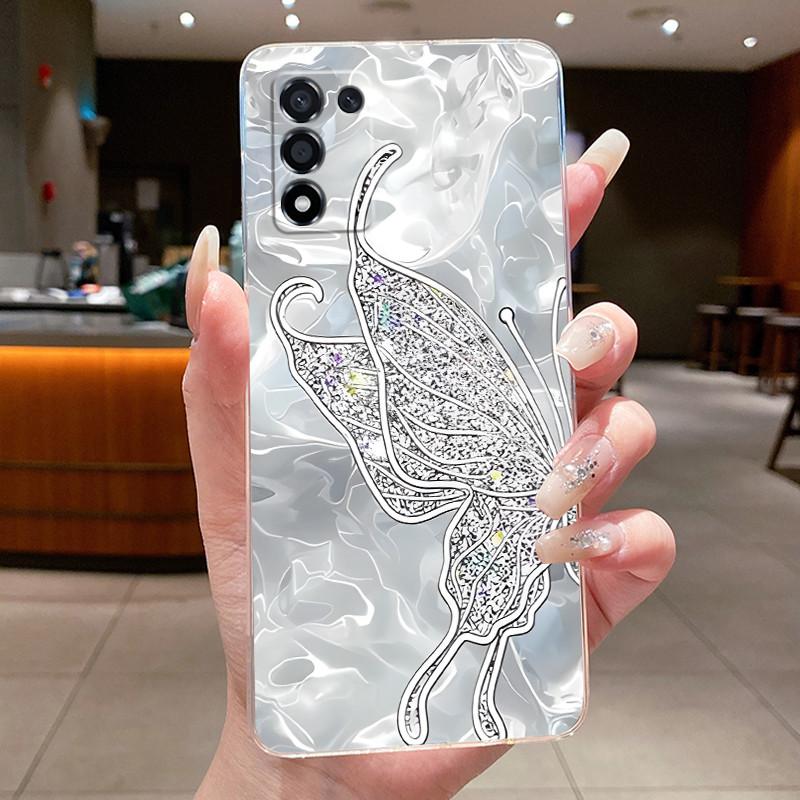 Back Cover For OPPO K9S Realme Q3S Q3t 5G Clear Phone Case Luxury Fashion Butterfly Flower Transparent Soft Silicone TPU Casing