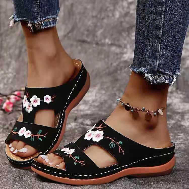 Women's Summer Flower Wedge Sandals: Casual Beach Outdoor Slippers