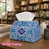 1pc, 2D Flat Printing, Tissue Box Blue And White Tile Notebook Pattern Printed Tissue Box, Suitable for Vacation Home Decoration, Kitchen, Living Room