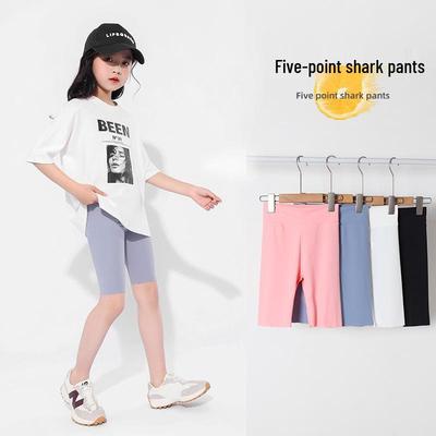 Leggings estivi da bambina con squali, Calze di sicurezza a 5 punte di media lunghezza