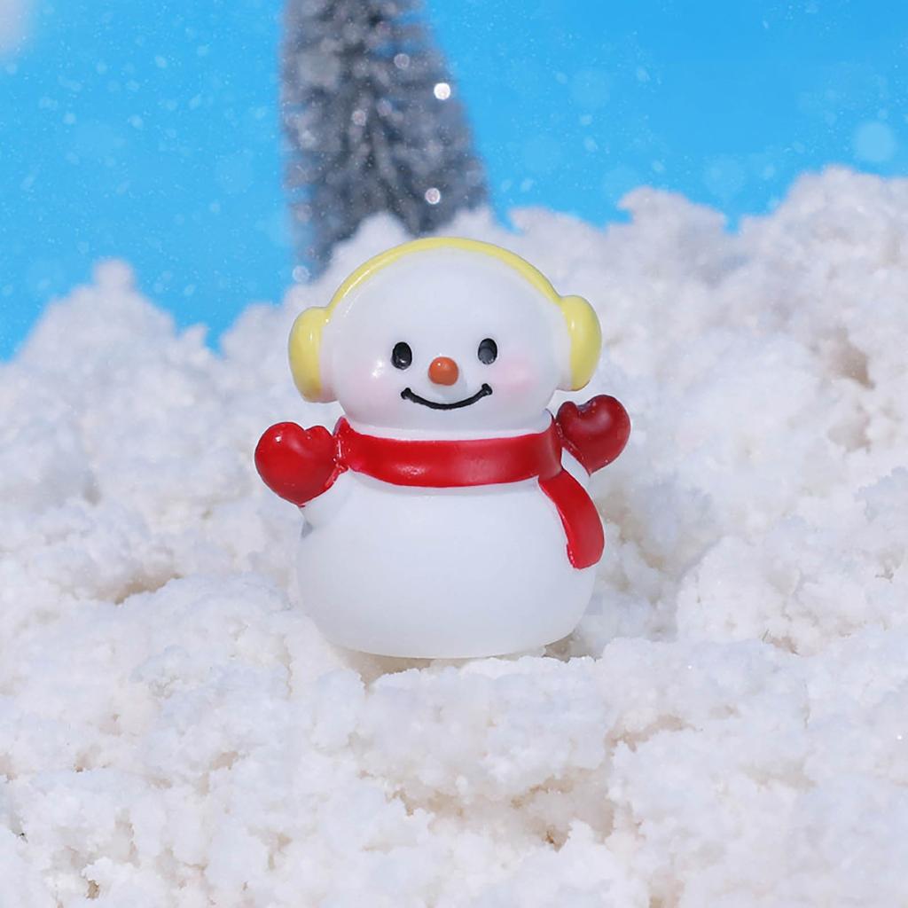 Micro adornos Escena de nieve navideña Nuevo muñeco de nieve navideño Lindas artesanías de resina Decoración del hogar Pequeños adornos Adornos de escritorio