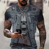 Fashionable men's T-shirt 3D printed tie pattern ordinary short sleeved shirt