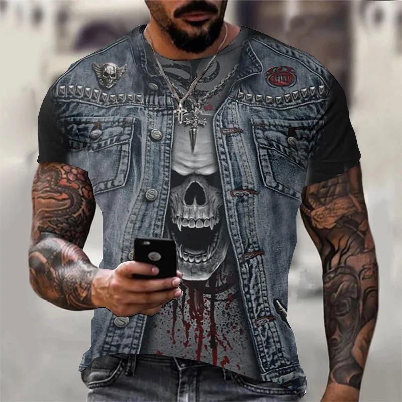 Fashionable men's T-shirt 3D printed tie pattern ordinary short sleeved shirt