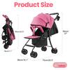 Reise-Kinderwagen, Einhand-Faltbarer Säuglings-Buggy mit Verstellbarer Rückenlehne, Verdeck, Ablagekorb für 0-2 Jahre Kleinkinder bis zu 10 kg