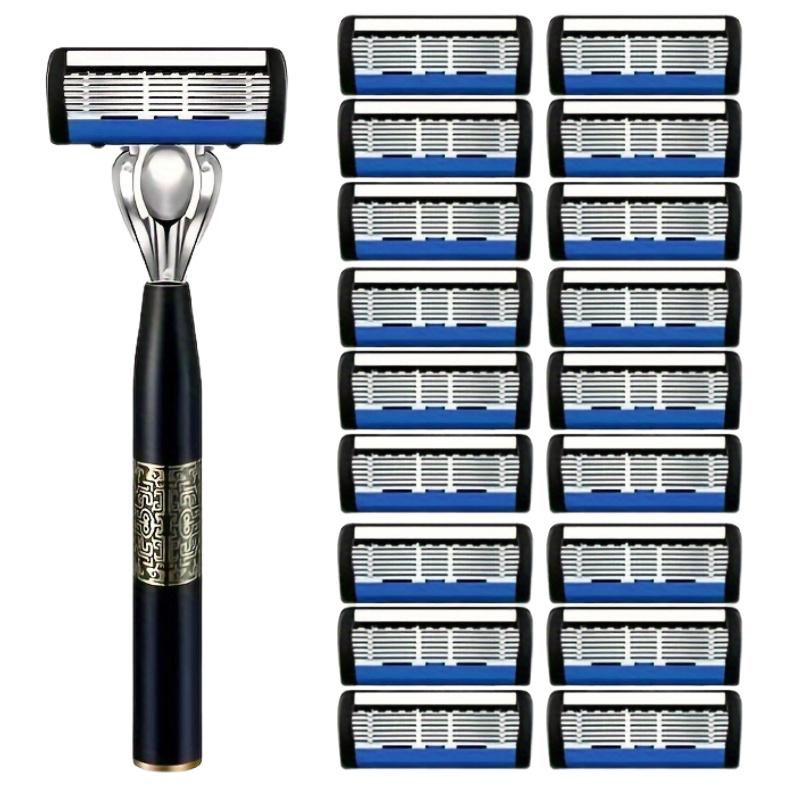 6-Layer Shaver Blade Manual Razor with Replaceable Blades No Skin Damage Blades Shaver Resistant Water Wash Shaver