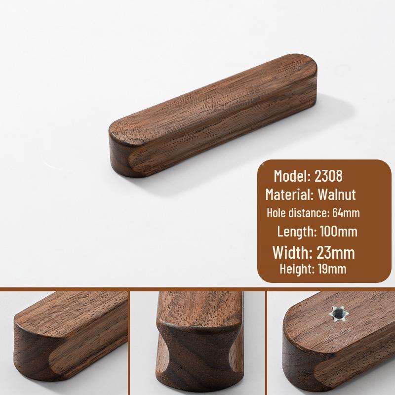 I-Shaped Solid Wood Cabinet Handle - Minimalist Japanese Design for Drawers and Wardrobes