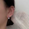 Diamond-Set Heart-Shaped Ear Buckle Korean Version Of Personalized Ins Cold Wind Temperament Double Love Earrings Exquisite Versatile Fashion Earrings