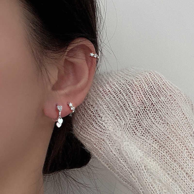 Diamond-Set Heart-Shaped Ear Buckle Korean Version Of Personalized Ins Cold Wind Temperament Double Love Earrings Exquisite Versatile Fashion Earrings