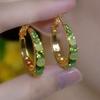 Green Crystal Hoop Earrings Minimalist Design Elegant And Luxurious Circle Earrings For Women