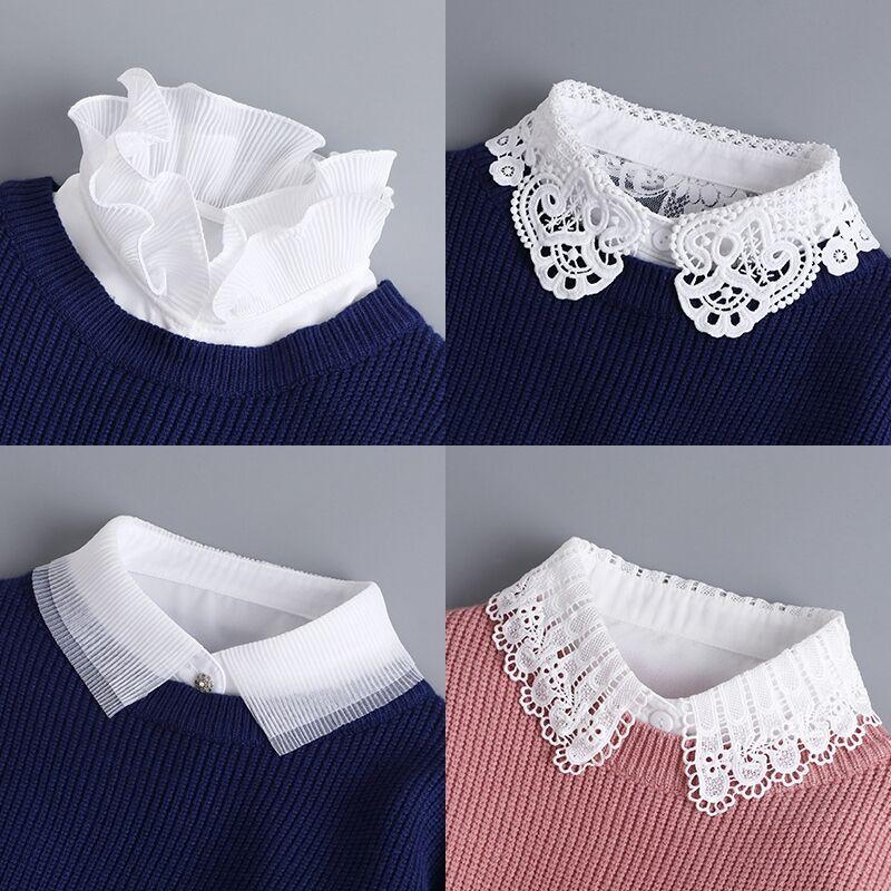 Fashionable Cotton Lace False Collar Shirt, Women's Detachable Collar Shirt, False Tie, Lapel Shirt Top