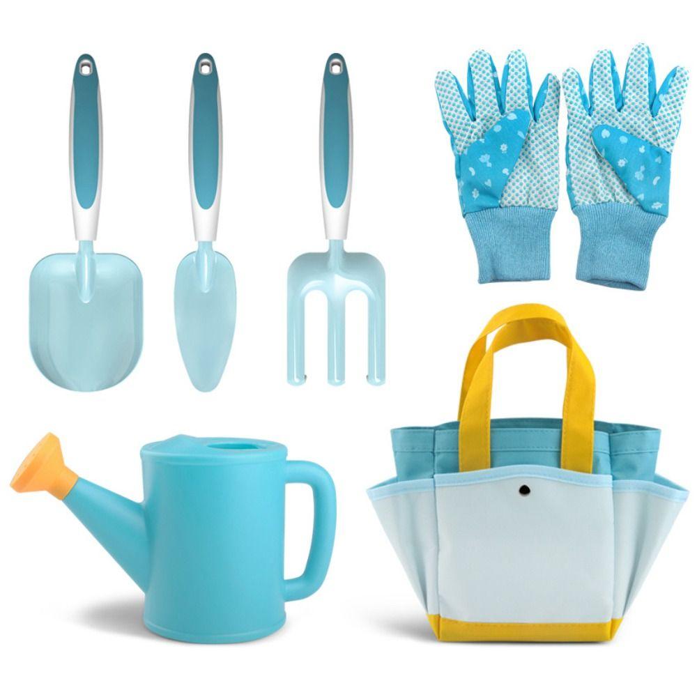 Gift Candy Color Garden Tool Set Trowel Rake Children Planting Tool Kit Apron Gloves Garden Outdoor Digging