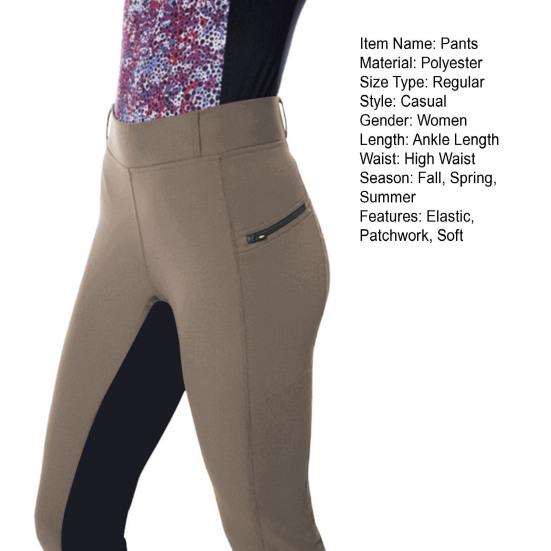 Damenhose mit hohem Bund, farblich abgestimmtem elastischem Bund, Patchwork-Design, schmaler Passform