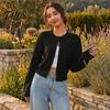 Maglia Lunga Manica Lunga Donna Cardigan Corto a Maglia, Top con Bottoni, Maglione Leggero Casual Girocollo per Primavera Autunno Aperto Davanti