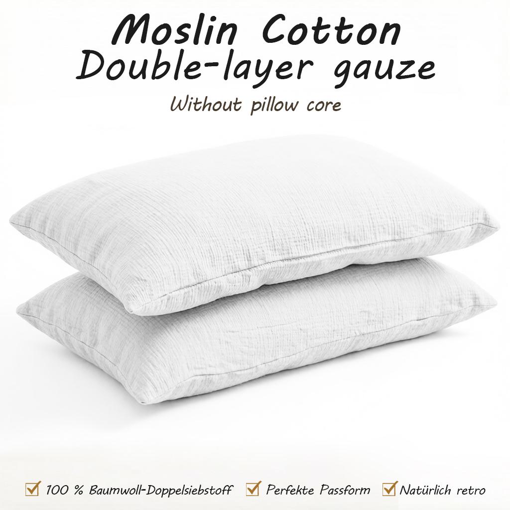 2 Pack Double Layer Cotton Muslin Pillowcases Soft Breathable Bedding for All Seasons Men and Women Bedroom Decor