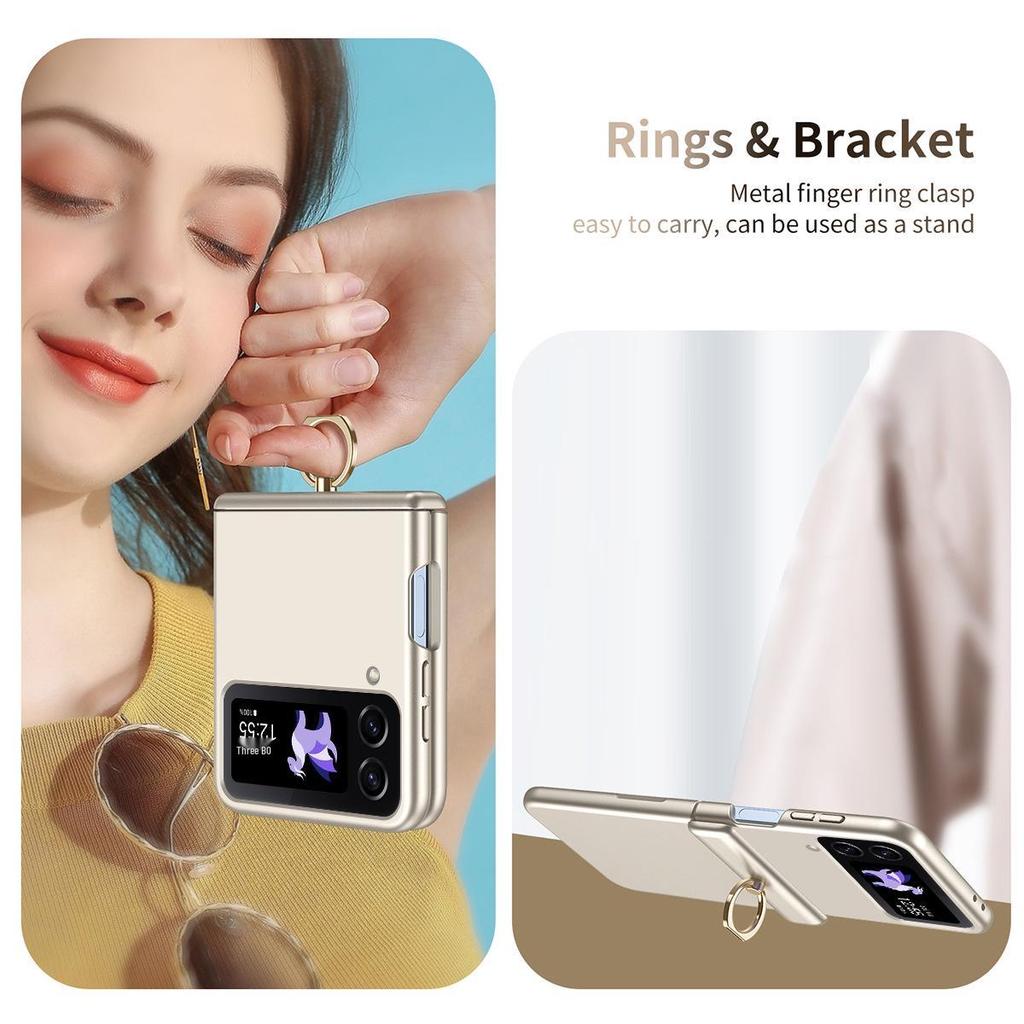 Samsung ZFlip3/4 Electroplated Full-Coverage Drop-Proof Case with Hinge Ring Holder