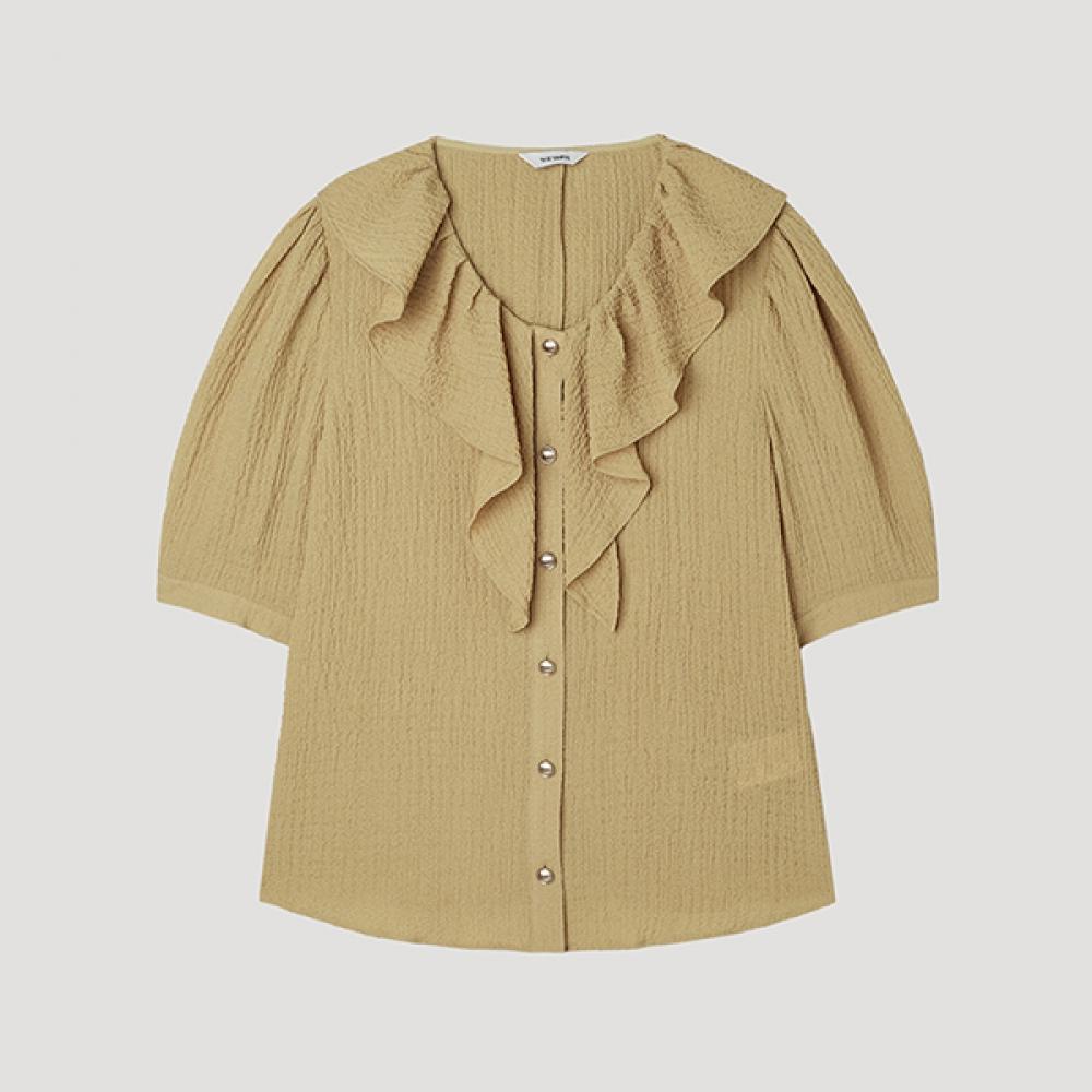 

[She S miSS] SeerSucker Ruffle blouSe Swwblp21070 Ol olives/55