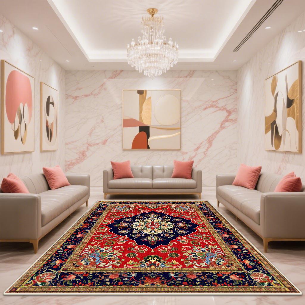 Retro Bohemian Carpets for Living Room Decoration Bedroom Red Carpet Persian Rugs for Bedroom Non-slip Lounge Rug Mat floor