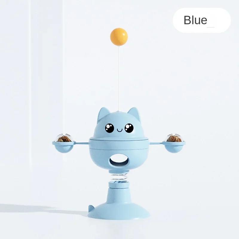 Pet Turntable Tumbler Toy Relieving Stress Interactive Entertaining Cat Teasing Toys Funny Stick Rotating Food Leakage Cat Toy