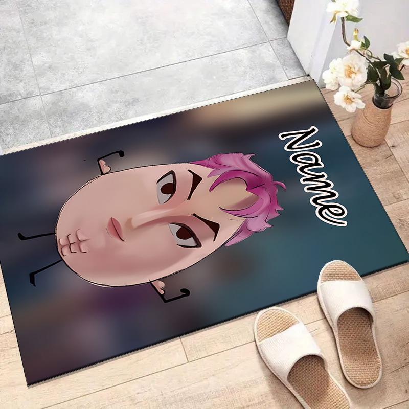 Custom KPop Demon Hunters Mat Personalized Name, Polyester Washable Indoor Entryway Rug, Gift for Christmas, Easter, Thanksgiving Day