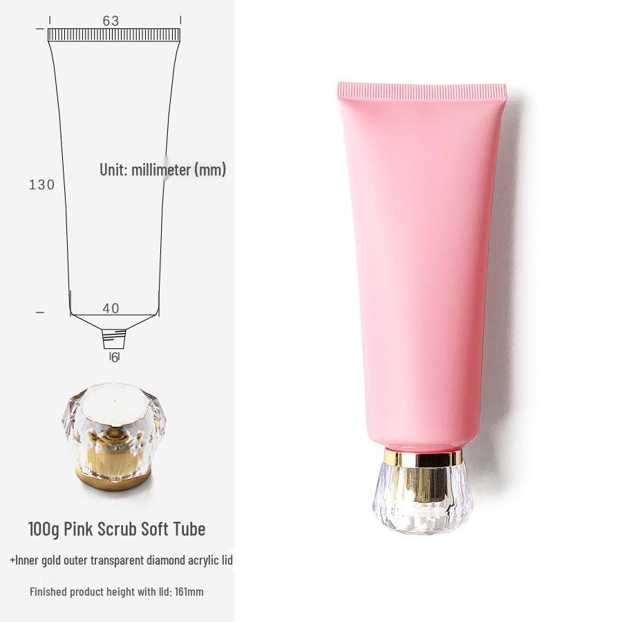 100g/ml Pink Frosted Soft Tube Bottle for Body Lotion, Facial Cleanser, Face Wash - Travel Size Cosmetic Packaging