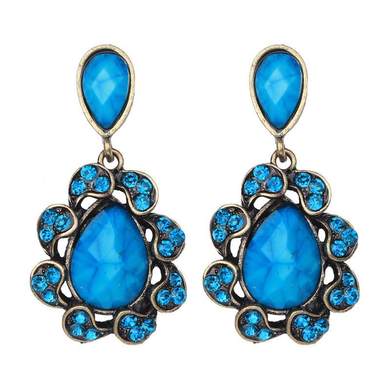 

And Trendy Stylish Teardrop Earrings With Dazzling Rhinestones For Women Gift Her For синий