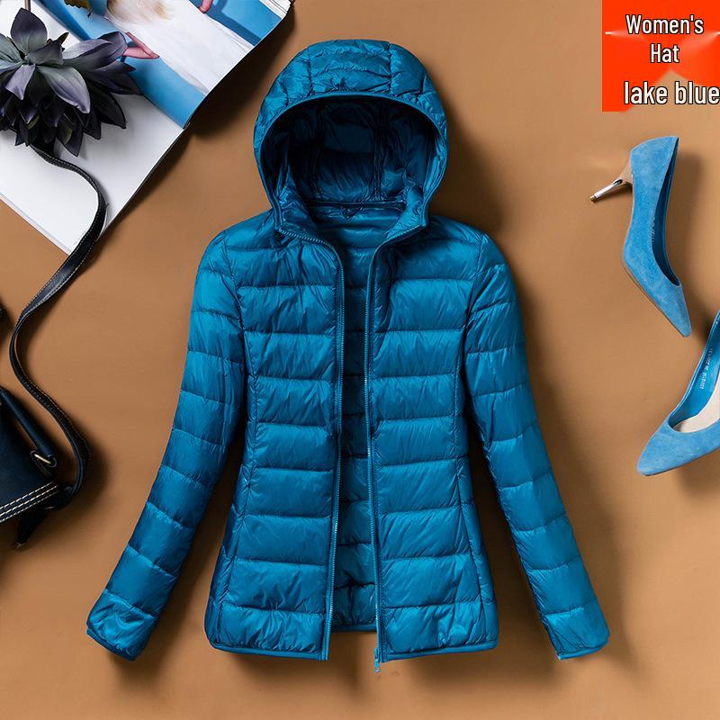 2023 Women's Lightweight Hooded Slim Down Jacket - Short, Fashionable, Plus Size, Autumn/Winter Outerwear