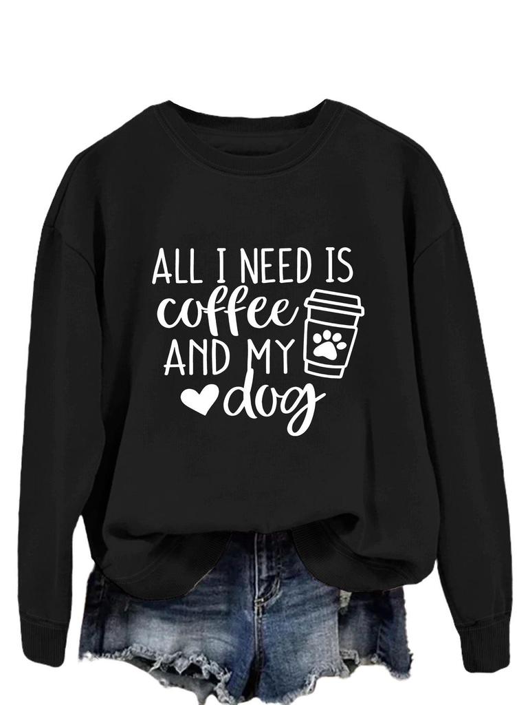 ALL I NEED Loose-Fit Round Neck Pullover Hoodie